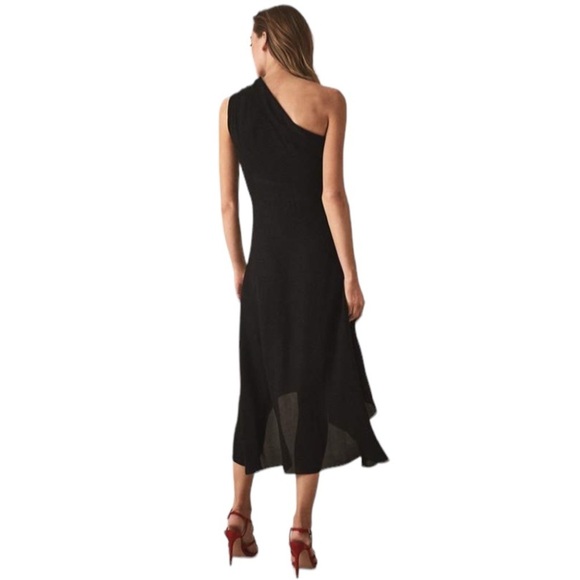 NWT Reiss Ada Asymmetric Hem One Shoulder Dress Black Size 0 - Picture 2 of 9